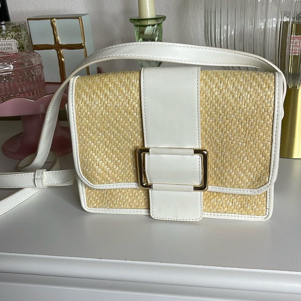 Straw cross body purse